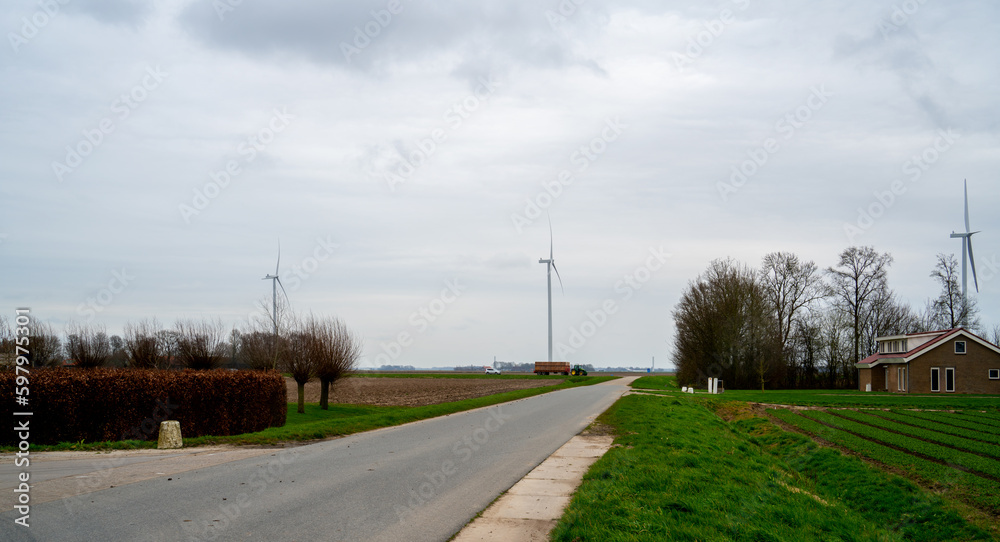 Fototapeta premium Rural landscape near Dronten, Netherlands 