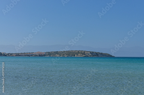 scenic view of Elif Koyu Bay from Pirlanta beach in Cesme (Izmir province, Turkey) 