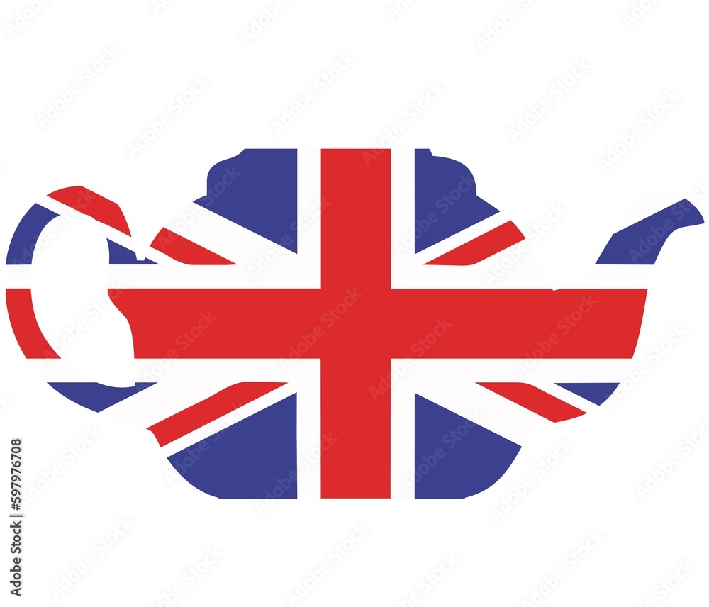 Obraz premium Union Jack teapot isolated illustration