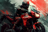 Abstract AI Caferacer Background Polygon Red And Black. Created by Generative AI