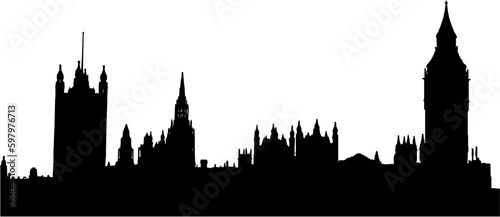 silhouette of the Houses of the Parliament in London, UK - isolated vector illustration