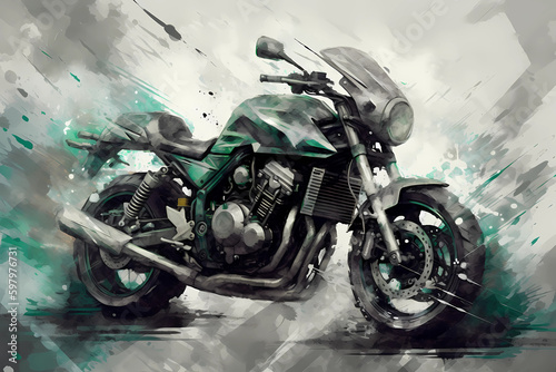 Abstract AI Caferacer Background Polygon Green And. Created by Generative AI
