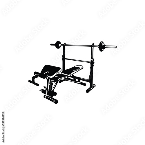 Bench Press Machine, Bench Press Machine Vector, Gym equipment, Gym equipment isolated, Gym equipment vector, Gym equipment silhouette.