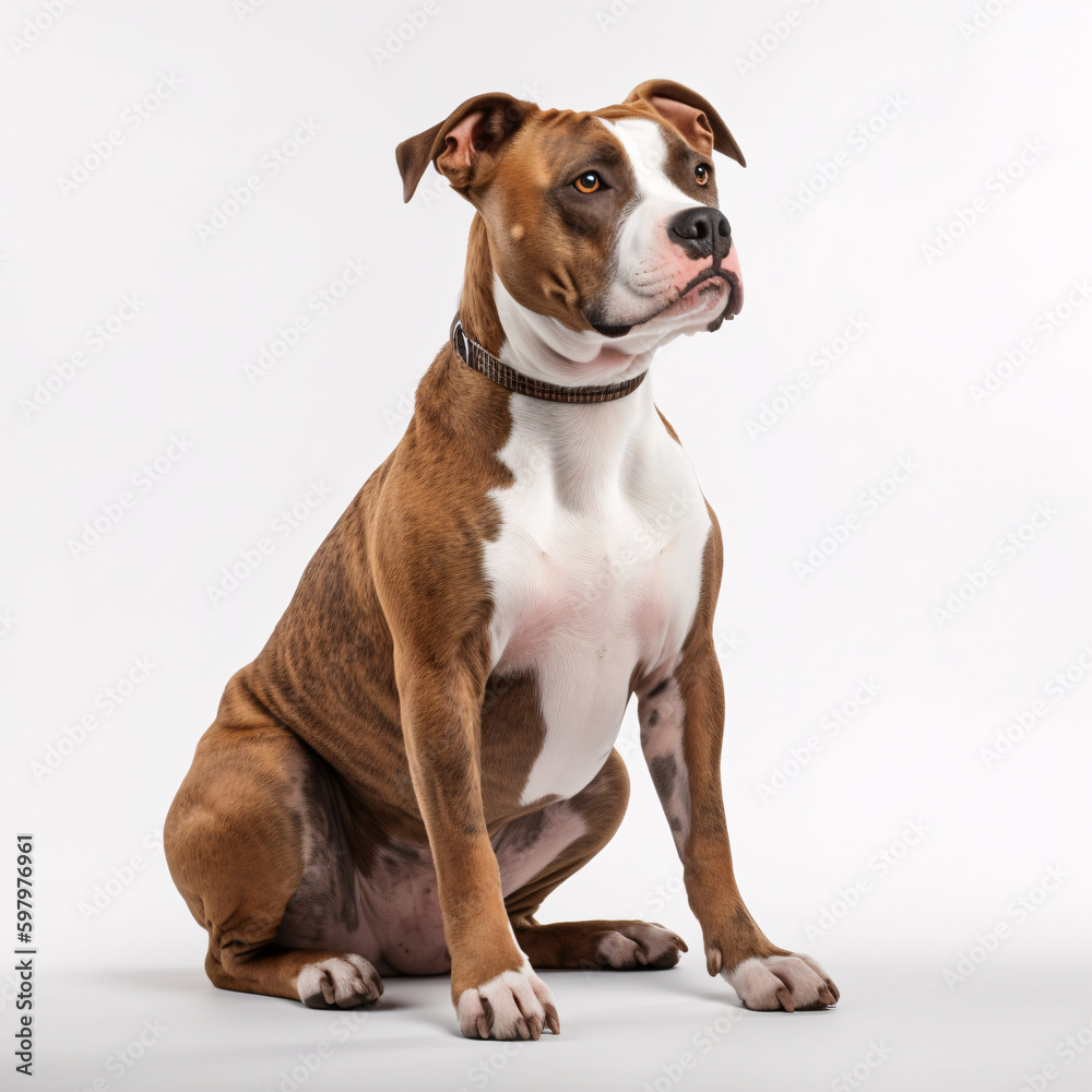 American Staffordshire Terrier breed dog isolated on white background