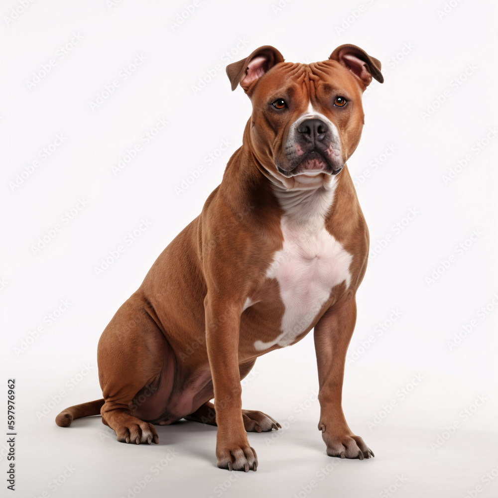 American Staffordshire Terrier breed dog isolated on white background American Staffordshire Terrier breed dog isolated on white background