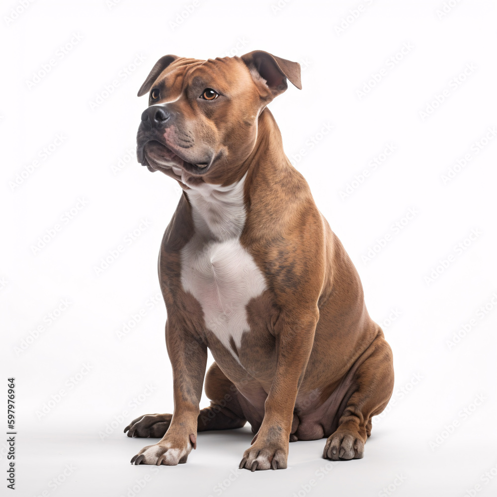 American Staffordshire Terrier breed dog isolated on white background