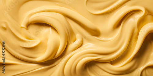 tasty melting cheese sauce texture, top view, close up wallpaper, created with generative ai