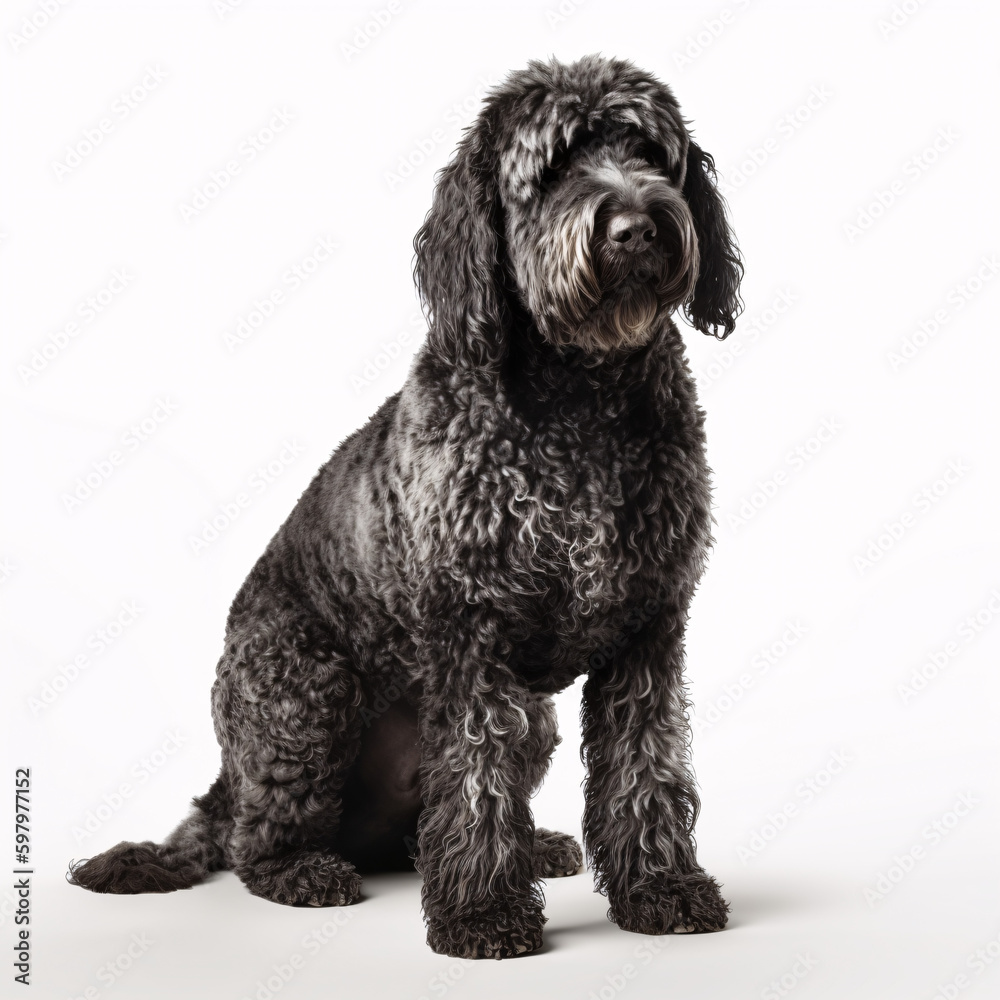 Portuguese Water Dog breed dog isolated on white background Portuguese Water Dog breed dog isolated on white background