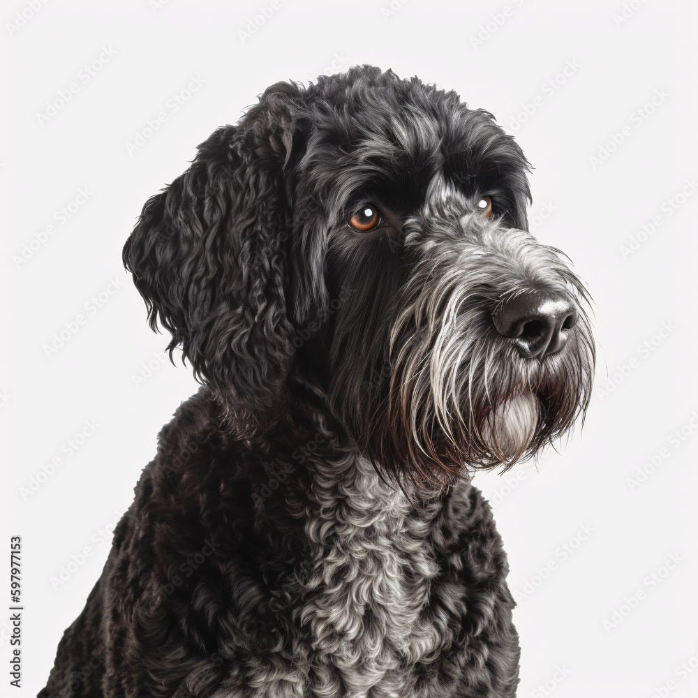 Portuguese Water Dog breed dog isolated on white background