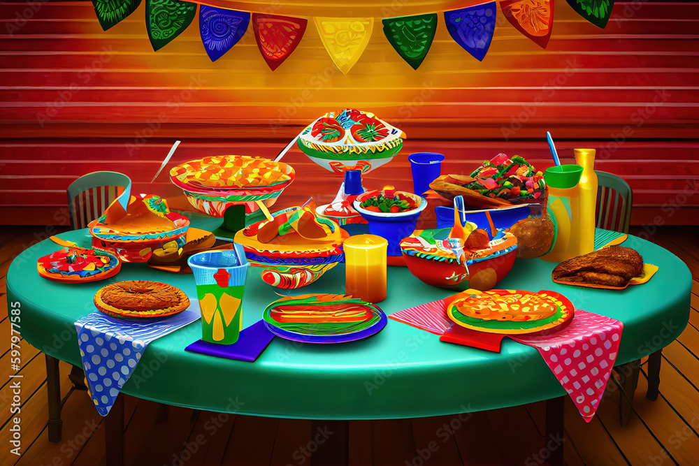 Spice up your celebration with colorful Cinco de Mayo-themed flat lay. Generative Ai