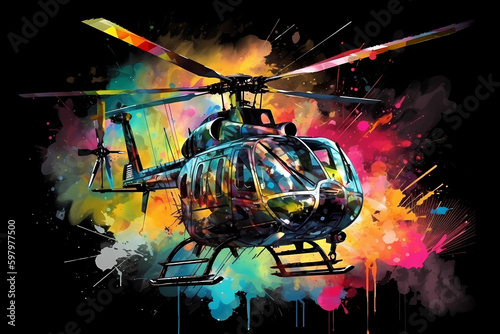 Abstract AI Helicopter Polygon Multicolor Background. Created by Generative AI