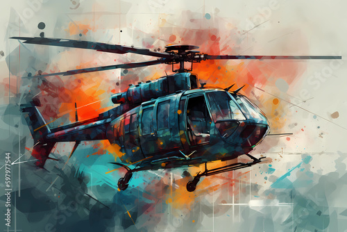 Abstract AI Helicopter Polygon Multicolor Background. Created by Generative AI