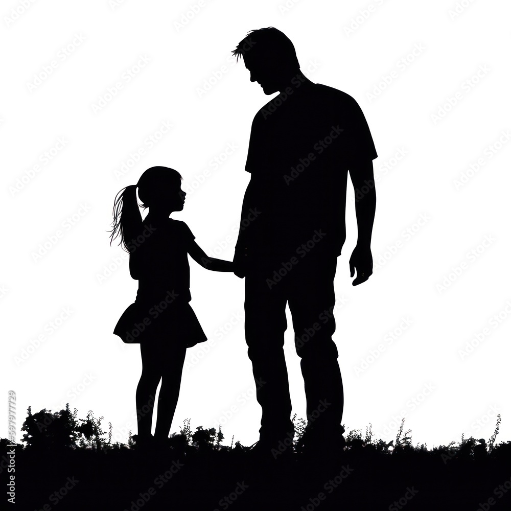 A Father's Day Love: Illustrating the Bond Between a Dad and His kid through Simple Black and White. Generative Ai A Father's Day Love: Illustrating the Bond Between a Dad and His kid through Simple Black and White. Generative Ai