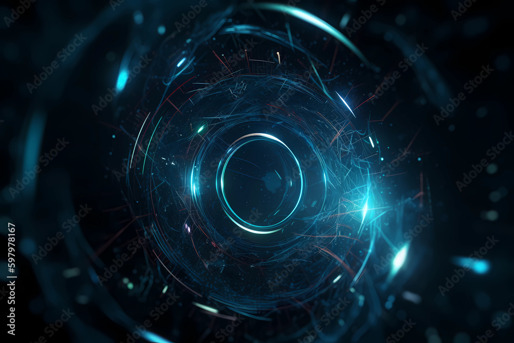 Abstract AI Network Background Circle Iris Blue Uhd. Created by Generative AI