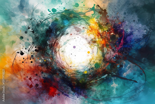 Abstract AI Network Background Circle Iris Multicolor. Created by Generative AI