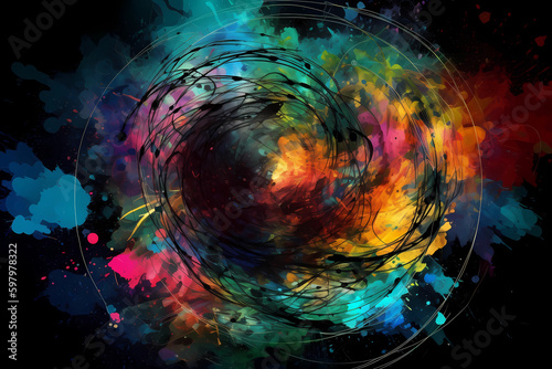 Abstract AI Network Background Circle Iris Multicolor. Created by Generative AI