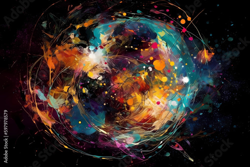 Abstract AI Network Background Circle Milkyway. Created by Generative AI