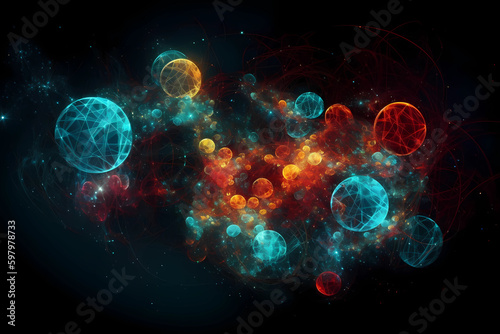 Abstract AI Network Background Circle Multicolor Uhd. Created by Generative AI