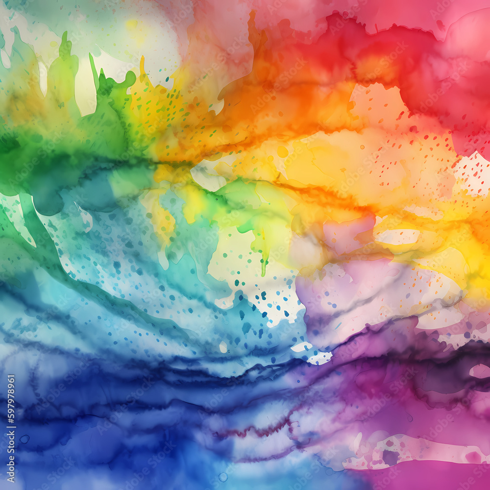 Rainbow  Abstract Water Color Background :Multicolor 