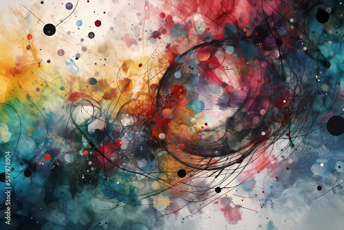 Abstract AI Network Background Circle Universe. Created by Generative AI