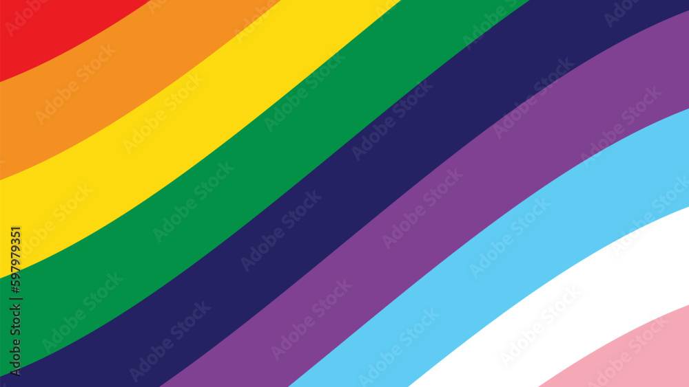 LGBTQ Pride Rainbow Background. LGBTQIA+ Gay Pride Rainbow Flag Background. Abstract Stripes Pattern Vector Background with LGBTQ+ Progress Pride Flag Colors. Stock Vector Illustration.