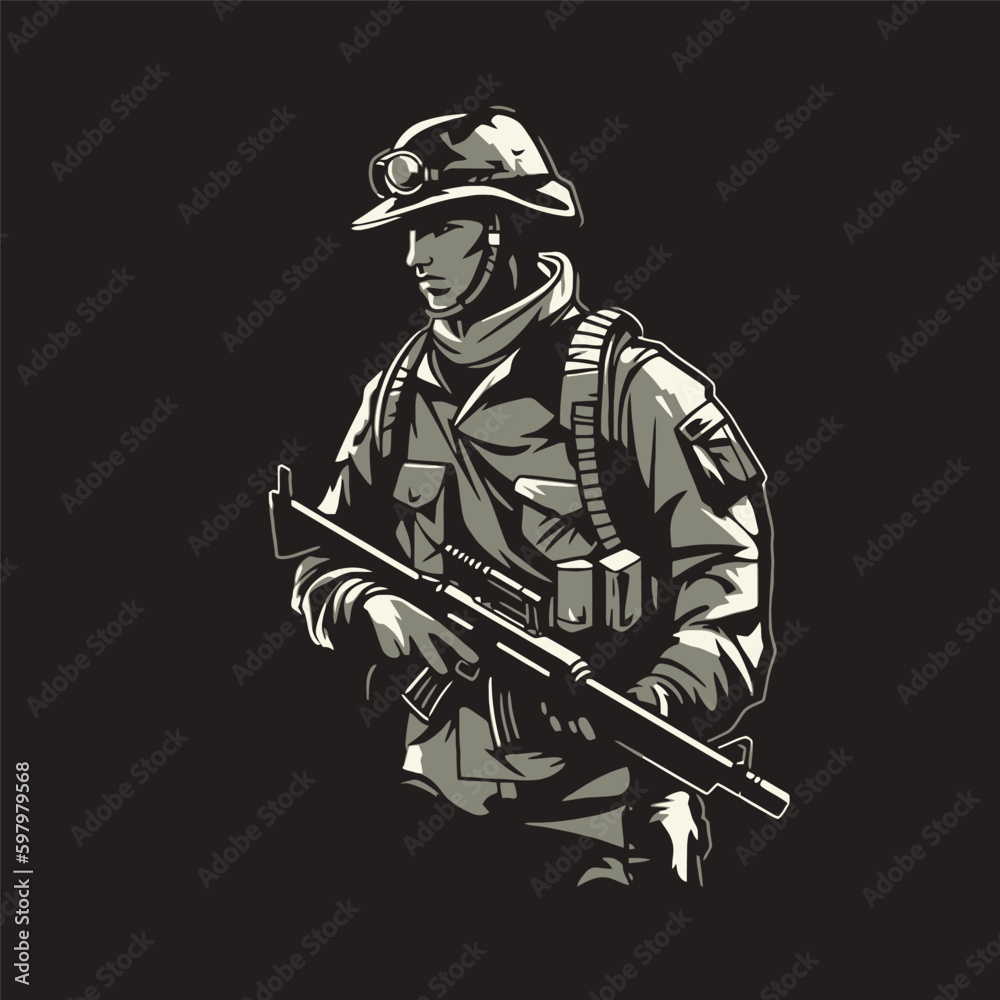 Fényképezés E-Sport Logo Design with Army Theme