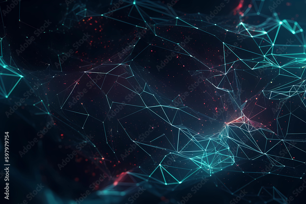Abstract AI Network Background Polygon Light Uhd. Created by Generative AI