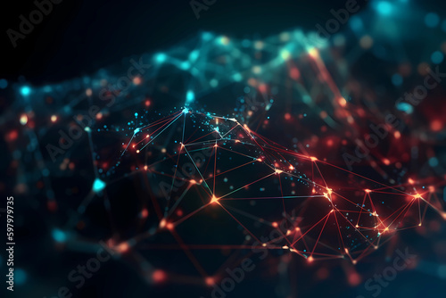 Abstract AI Network Background Polygon Light Uhd. Created by Generative AI
