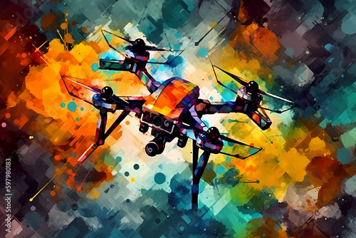 Abstract AI Quadrocopter Background Polygon. Created by Generative AI
