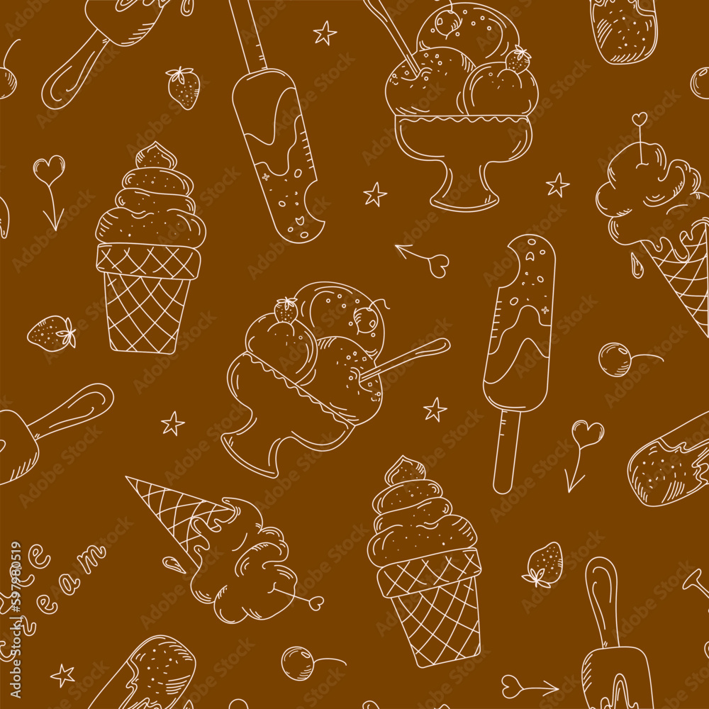 Fotografie Ice Cream Pattern, food drawings