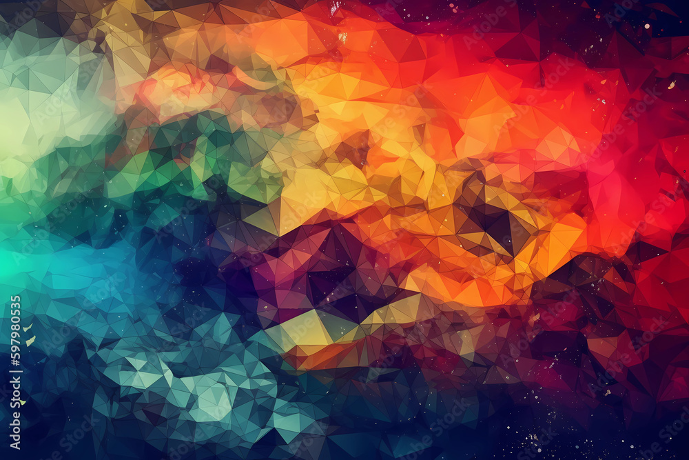 Abstract AI String Background Polygon Multicolor Ink. Created by Generative AI