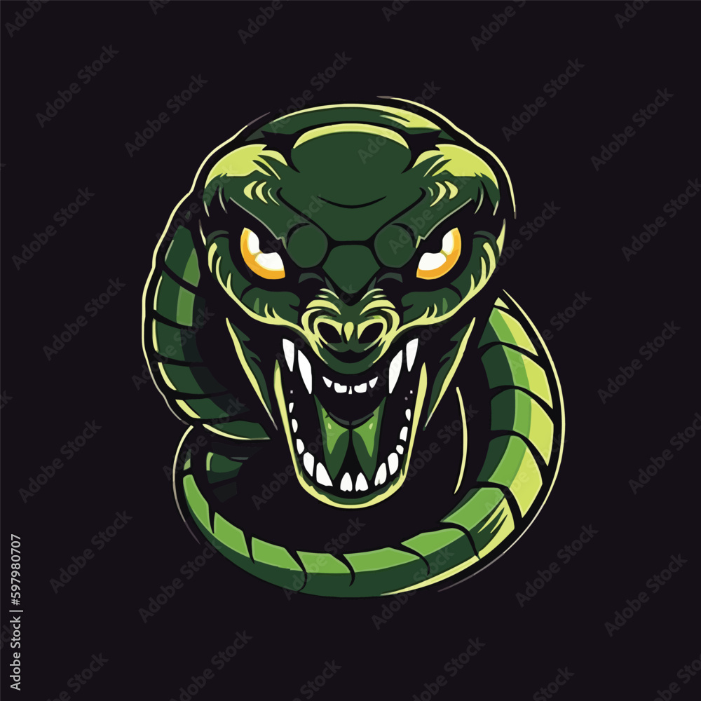 Illustrative Snake Mascot Logo Design
