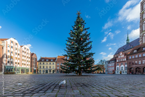 Alter Markt Stralsund vor Weihnachten.
