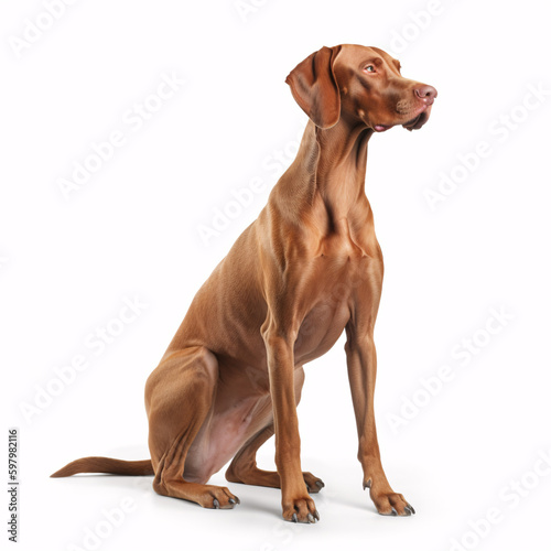 Vizsla breed dog isolated on white background