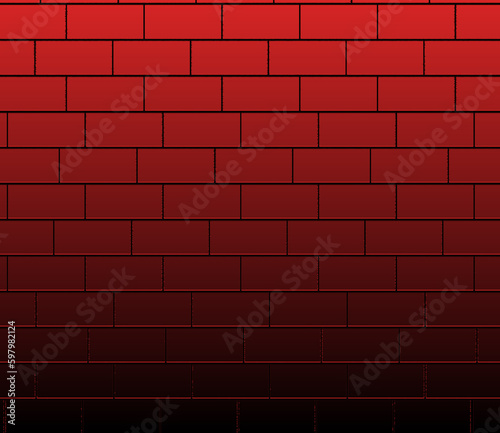 Red and Black Graident brick wall, texture brick background