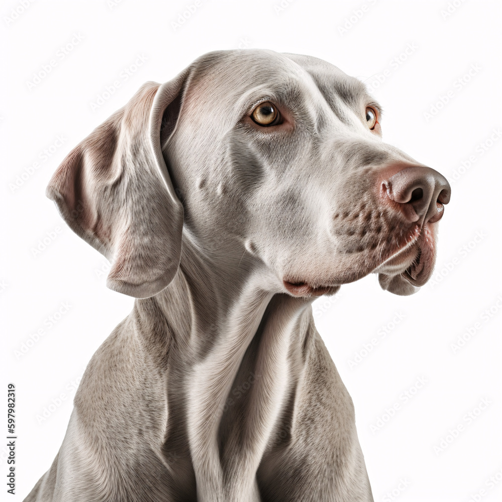 Weimaraner breed dog isolated on white background Weimaraner breed dog isolated on white background