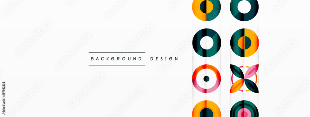 Colorful circles in a grid composition abstract background. Design for wallpaper, banner, background, landing page, wall art, invitation, prints, posters Colorful circles in a grid composition abstract background. Design for wallpaper, banner, background, landing page, wall art, invitation, prints, posters