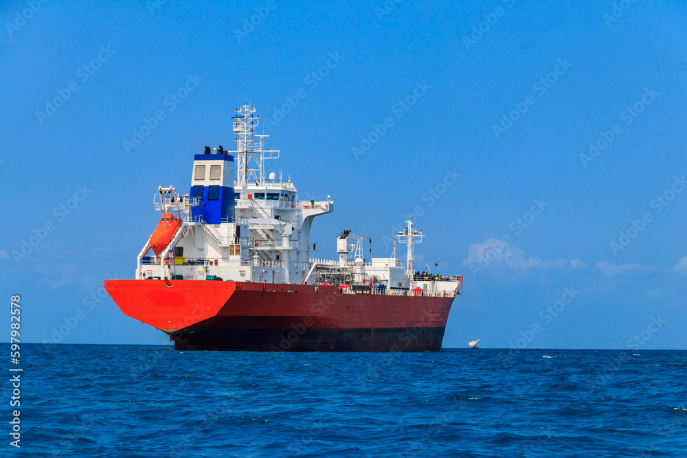 Large industrial ship sailing in the Indian ocean near Zanzibar, Tanzania Large industrial ship sailing in the Indian ocean near Zanzibar, Tanzania