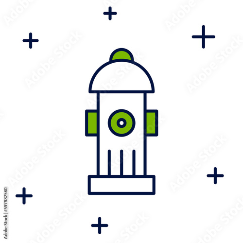 Filled outline Fire hydrant icon isolated on white background. Vector