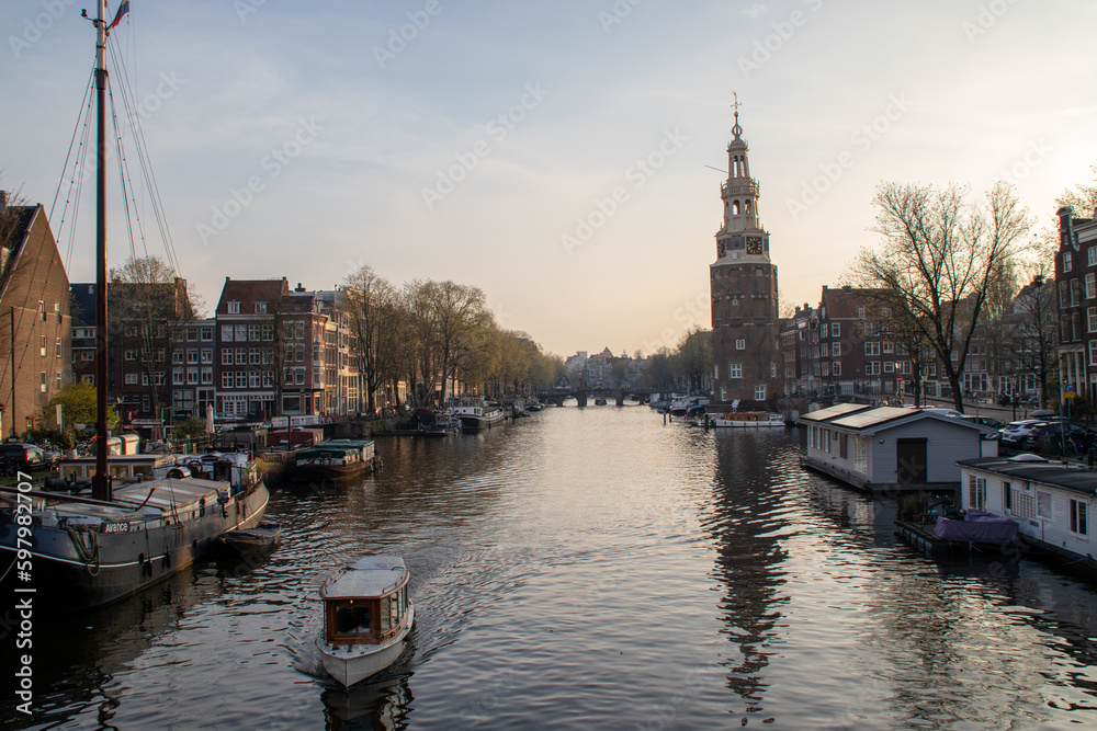 architecture and buildings of amsterdam on the canals