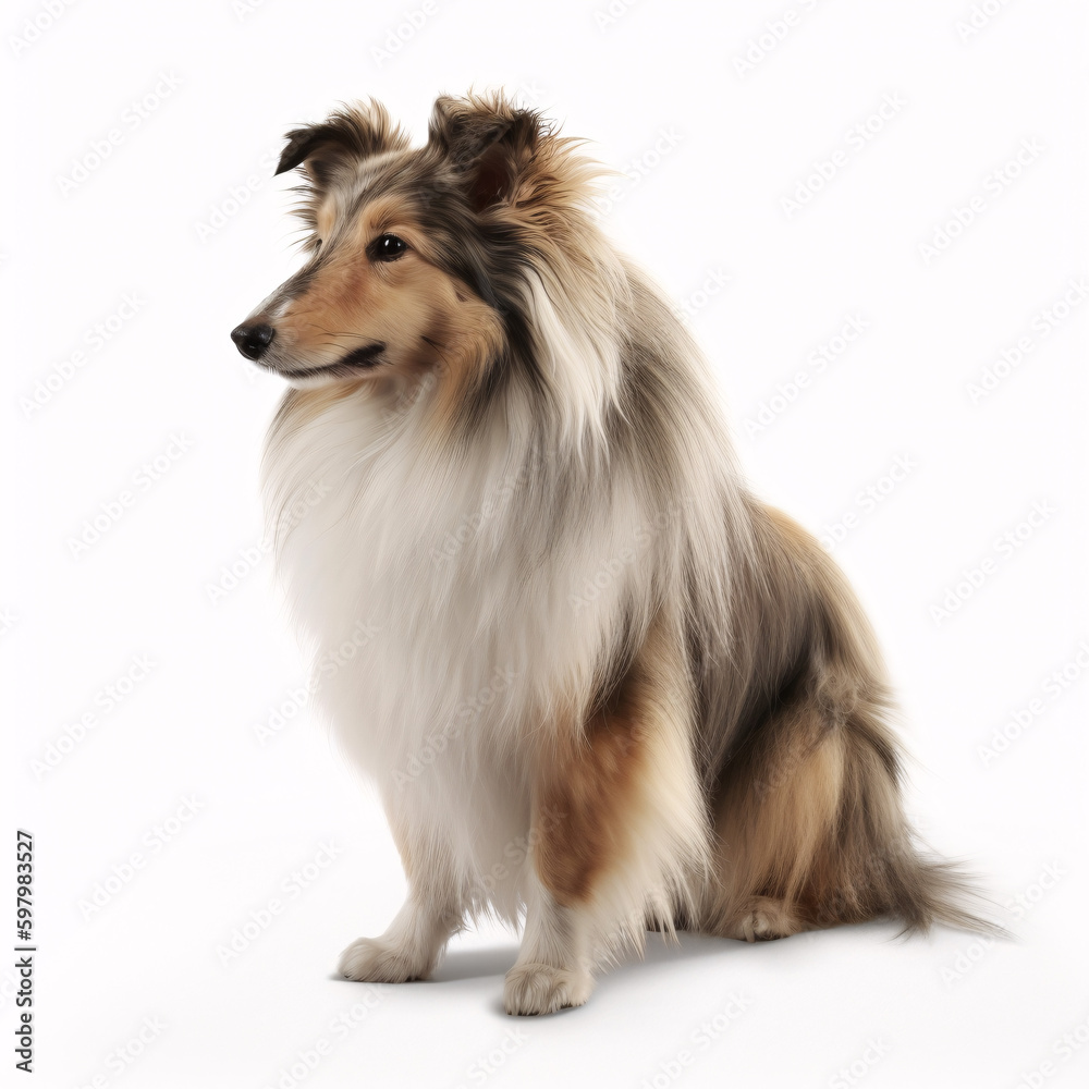 Fototapeta premium Shetland Sheepdog breed dog isolated on white background