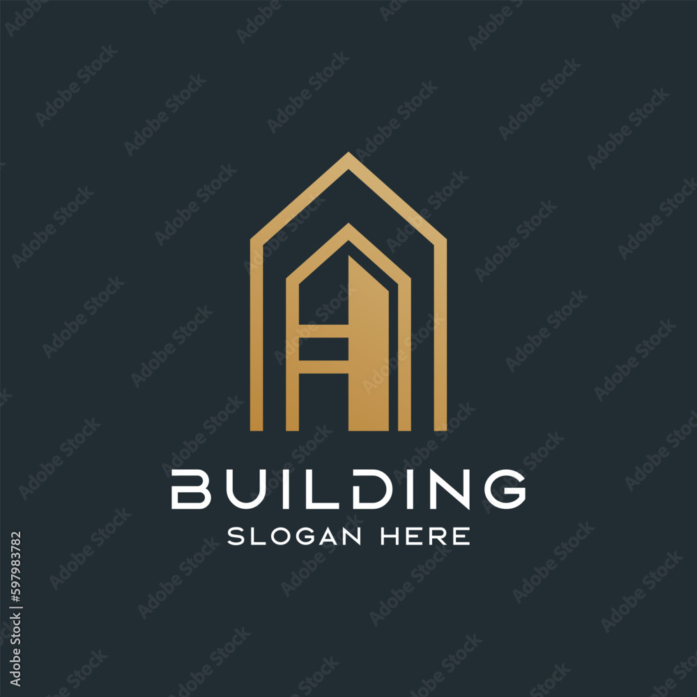 A letter and building logo. luxury logo. logo architect. line logo. suitable for your company. A letter and building logo. luxury logo. logo architect. line logo. suitable for your company.