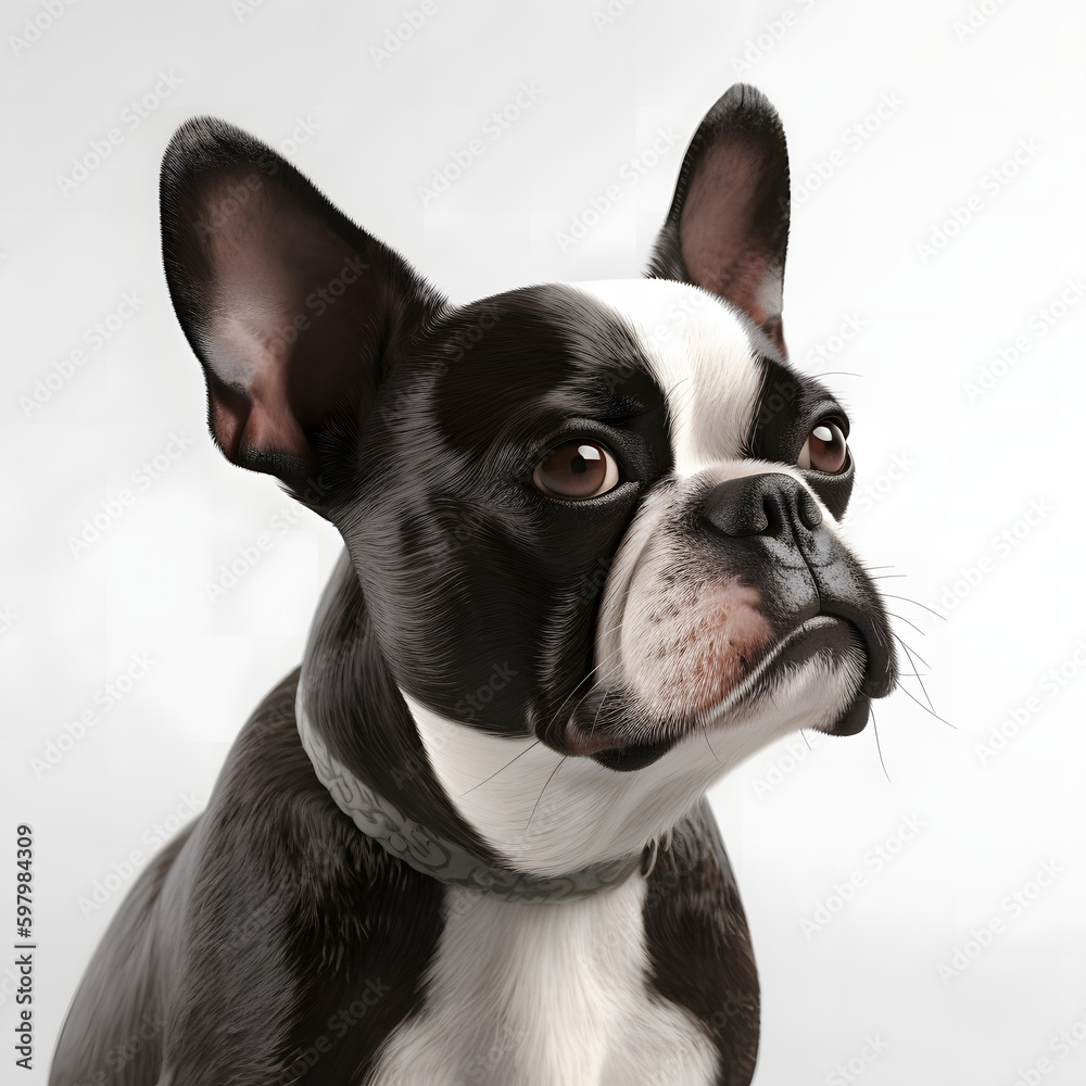 Boston Terrier breed dog isolated on white background