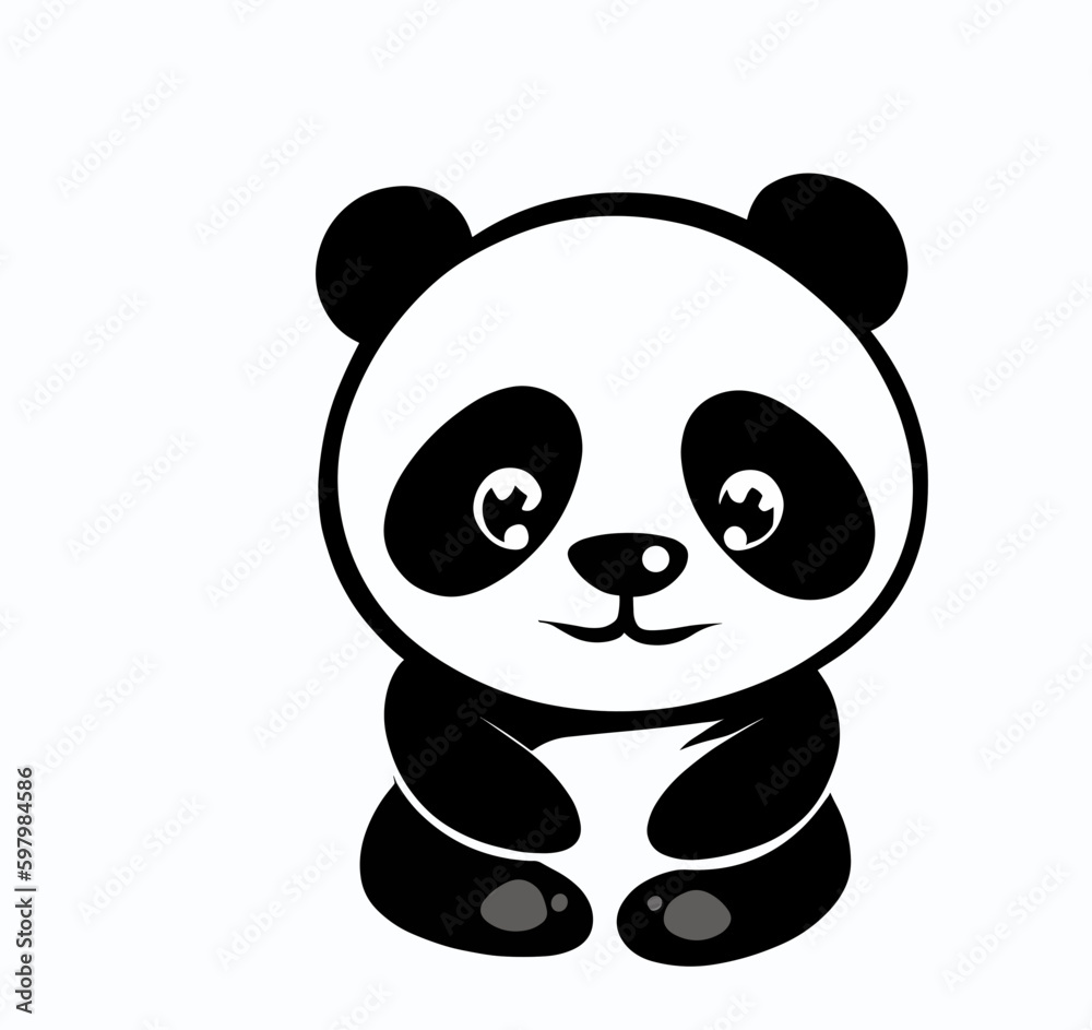 Cute little happy panda logo Cute little happy panda logo