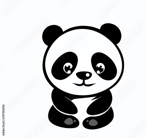 Fototapeta Naklejka Na Ścianę i Meble -  Cute little happy panda logo