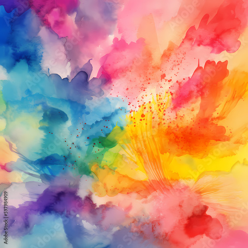 Rainbow  Abstract Water Color Background :Multicolor  © Darwis