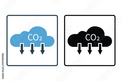Carbon dioxide emissions icon illustration. icon related to global warming, CO2. Solid icon style. Simple vector design editable