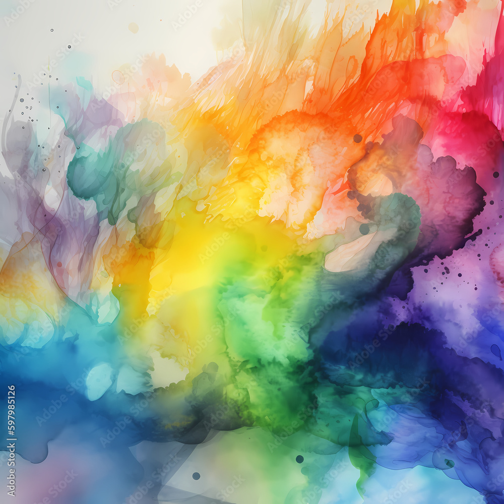 Rainbow  Abstract Water Color Background :Multicolor 