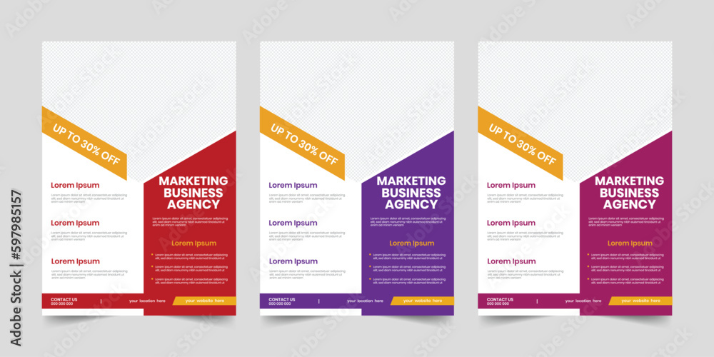 Abstract agency stationery marketing signs flyer, Yellow, red and white marketing unique collateral, modern geometric style cover meeting flier