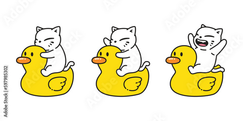 cat vector kitten icon duck rubber swimming ring inflatable neko calico pet character cartoon symbol tattoo stamp scarf illustration isolated design